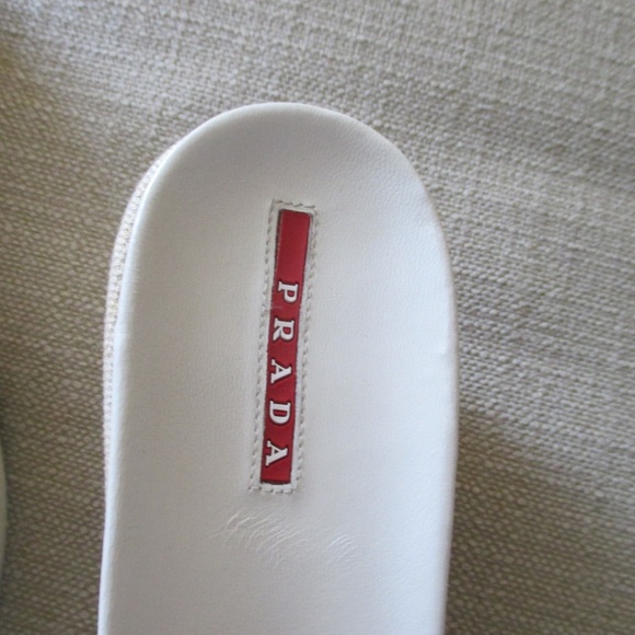 AUTH PRADA $275 red yellow logo SANDALS - Picture 6 of 8